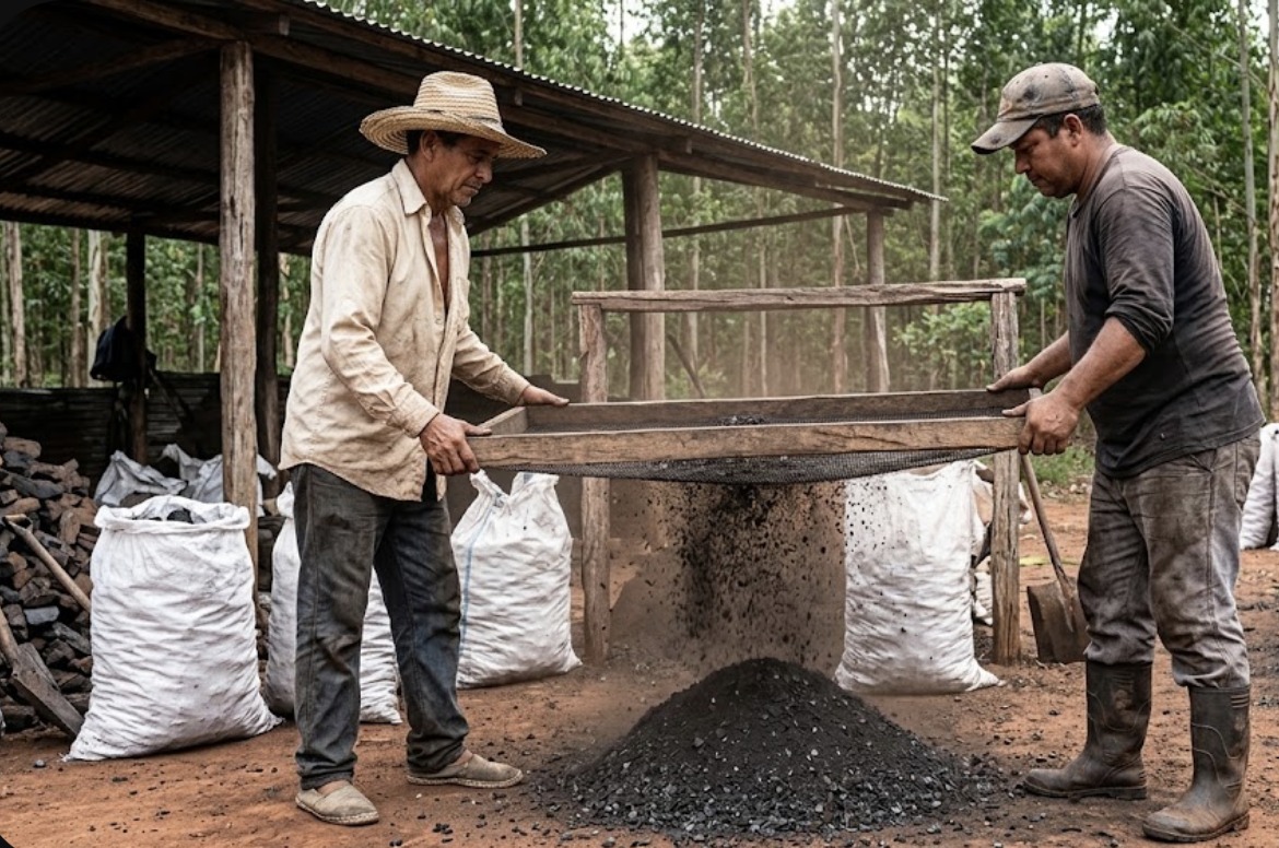 Filtrado del carbón con malla